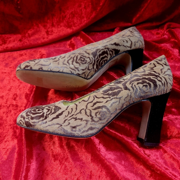 Shoes Vintage PANCALDI Velvet Leather Women Italy 1990s - Picture 6 of 16